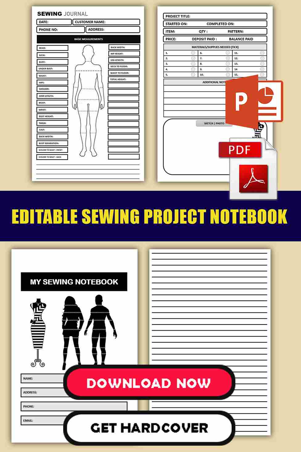 Sewing Journal Planner Printable